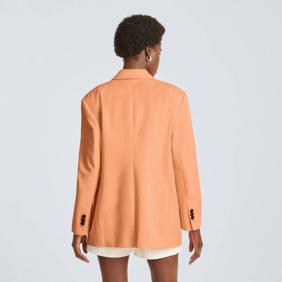 EVERLANE 80's Orange Chiffon Twill Oversized Single Breasted Blazer, Size 00 - Picture 4 of 16